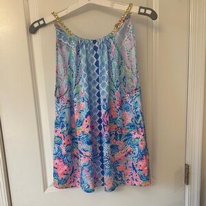 Lilly Pulitzer Colorful Bold Print Chain Strap Tank Top